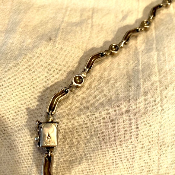 Vintage Sterling Silver Marcasite clear Crystal Choker. 29 grams. - Picture 9 of 12